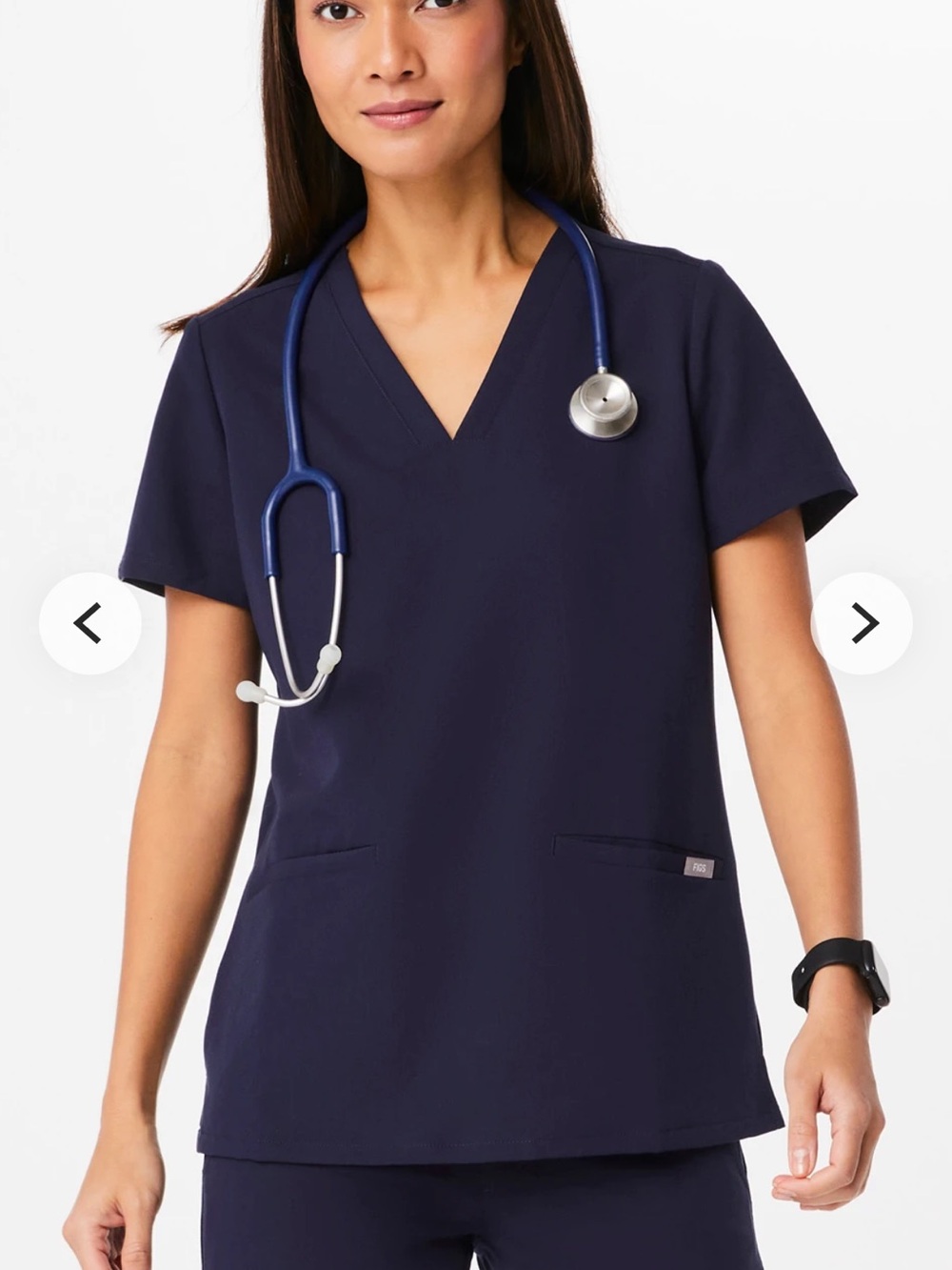 Figs Navy V-Neck Scrub Top